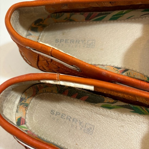Sperry women’s papaya‎ orange leather slip on loafer woven boat shoe in size 6 - Picture 11 of 12